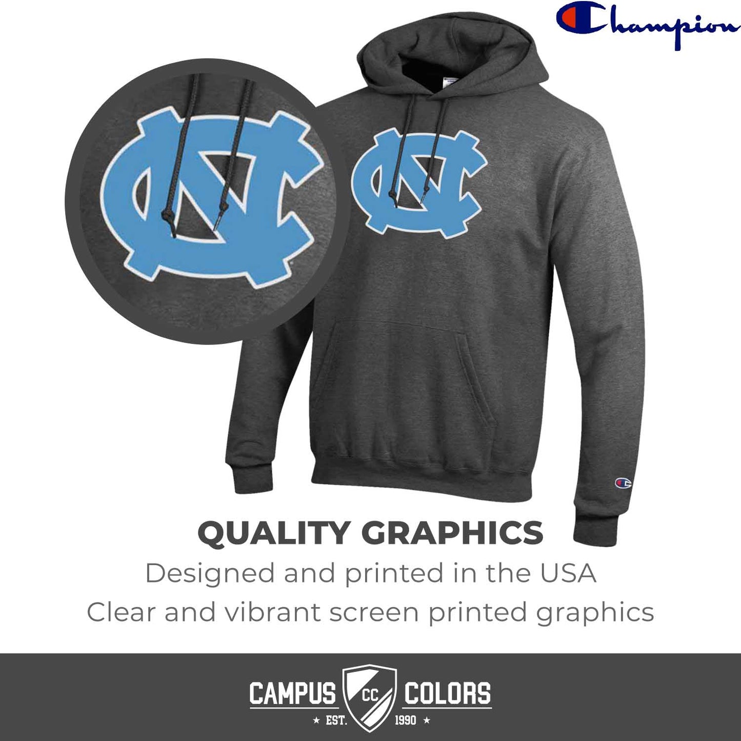 North Carolina Tar Heels Adult Mascot Fleece Hooded Sweatshirt - Charcoal
