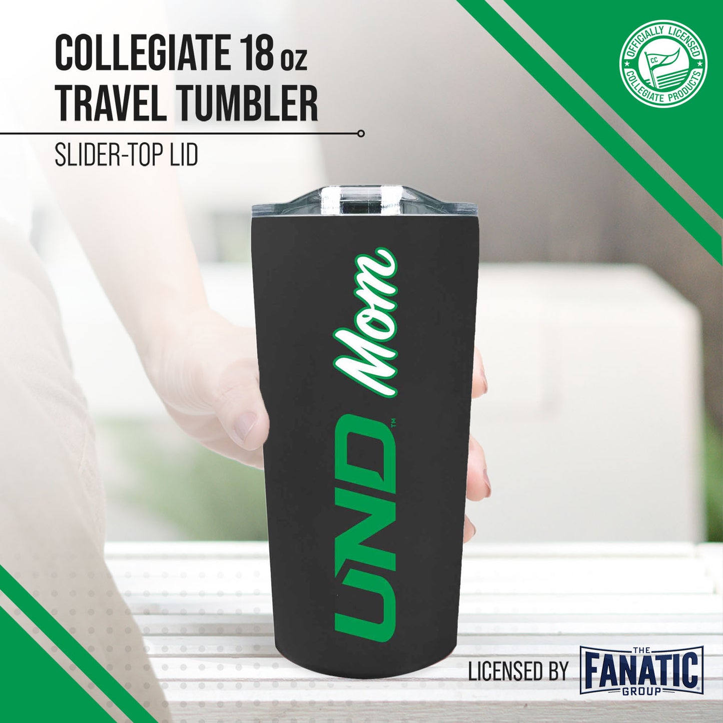 North Dakota Fighting Hawks NCAA Stainless Steel Travel Tumbler for Mom - Black