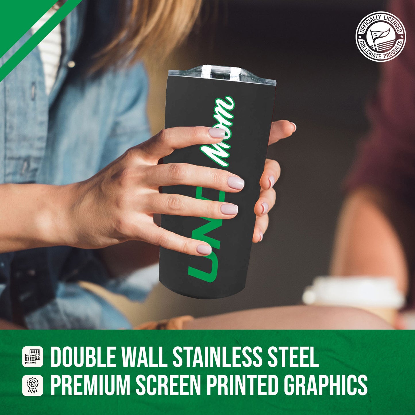 North Dakota Fighting Hawks NCAA Stainless Steel Travel Tumbler for Mom - Black