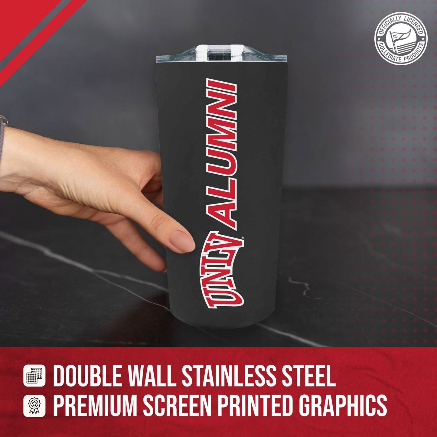 UNLV Rebels Collegiate Stainless Steel Travel Tumbler for Alumni - Black