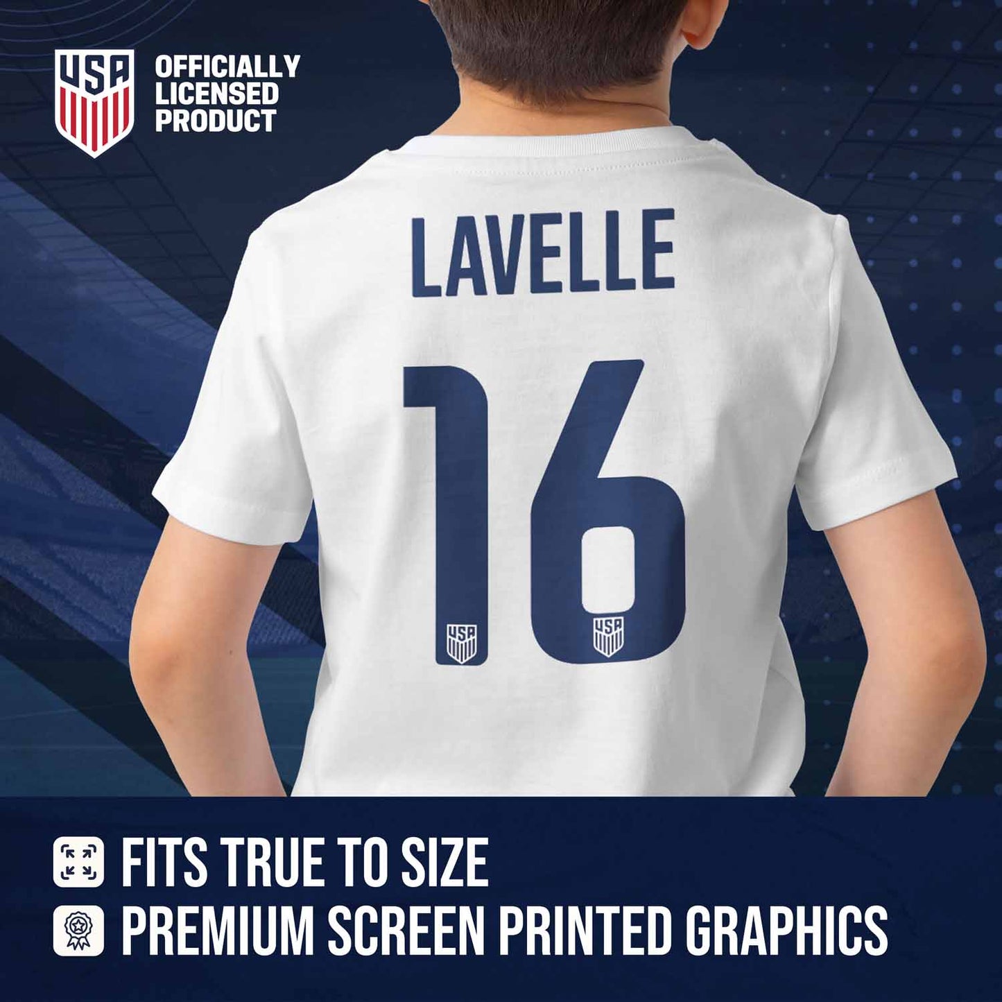 USA National Team The Victory Officially Licensed Youth US Women's National Soccer Team  Rose Lavelle Name & Number T-Shirt - White #16