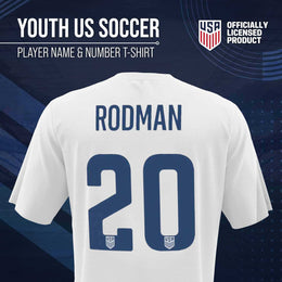 USA National Team The Victory Officially Licensed Youth US Women's National Soccer Team Trinity Rodman Name & Number T-Shirt - White #20