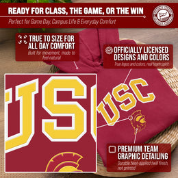 USC Trojans NCAA Adult Tackle Twill Hooded Sweatshirt - Cardinal