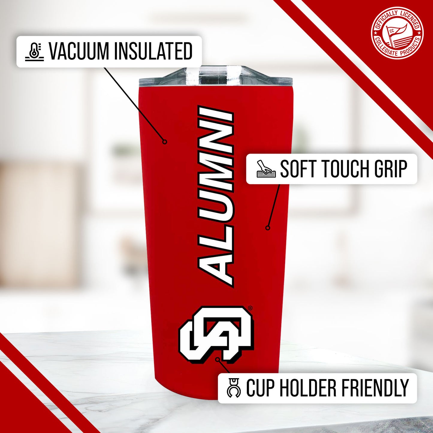 South Dakota Coyotes Collegiate Stainless Steel Travel Tumbler for Alumni - Red