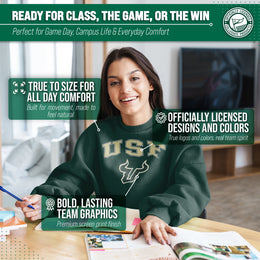 USF Bulls Adult Arch & Logo Soft Style Gameday Crewneck Sweatshirt - Green