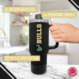 USF Bulls College & University 40 oz Travel Tumbler With Handle - Black