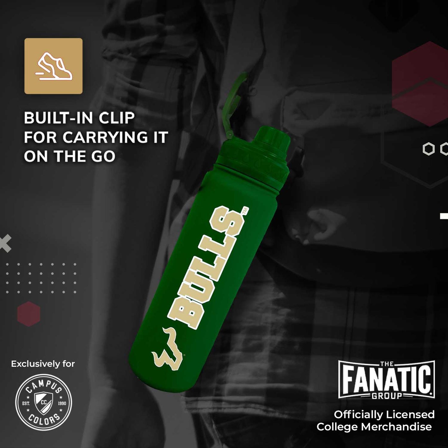 USF Bulls NCAA Stainless Steel Water Bottle - Green