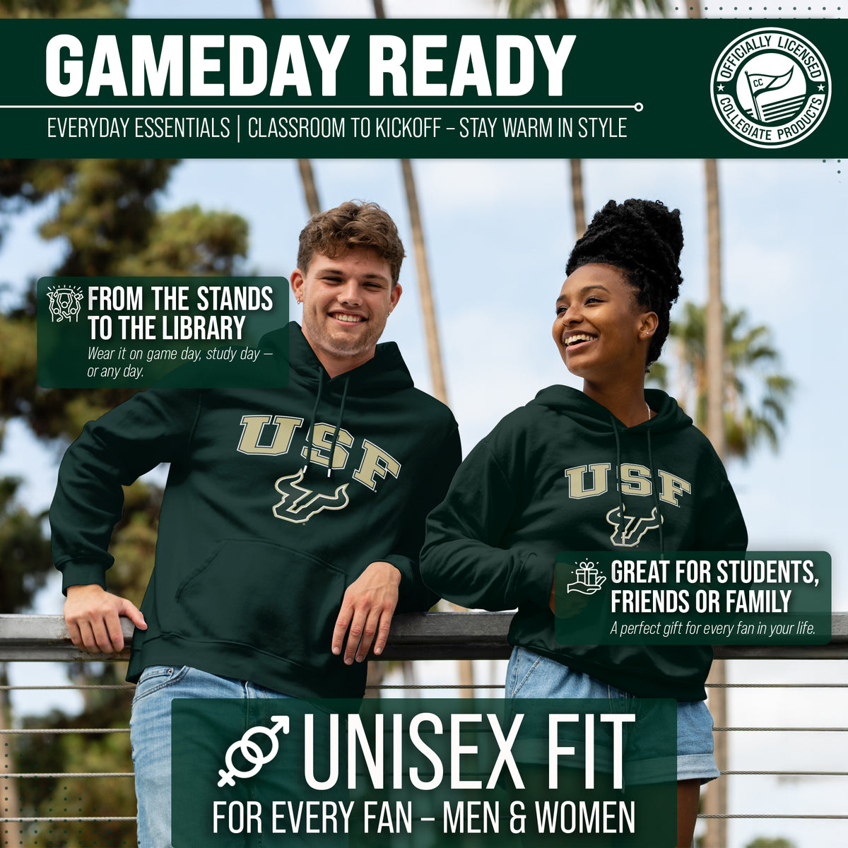 USF Bulls Arch & Logo Gameday Hoodie - Green