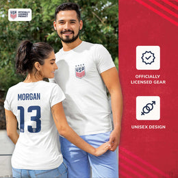 USA National Team The Victory Officially Licensed US Adult Women's National Soccer Team Alex Morgan Name & Number T-Shirt - White #13
