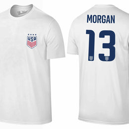 USA National Team The Victory Officially Licensed US Adult Women's National Soccer Team Alex Morgan Name & Number T-Shirt - White #13
