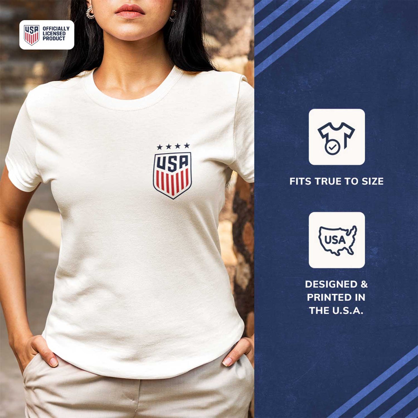 USA National Team The Victory Officially Licensed US Adult Women's National Soccer Team Rose Lavelle Name & Number T-Shirt - White #16