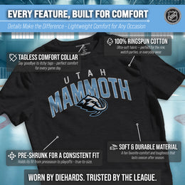 Utah Mammoth NHL Adult Powerplay Heathered Unisex T-Shirt - Black Heather