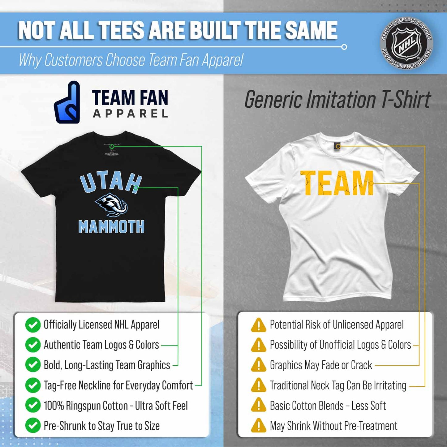 Utah Mammoth NHL Adult Game Day Unisex T-Shirt - Black