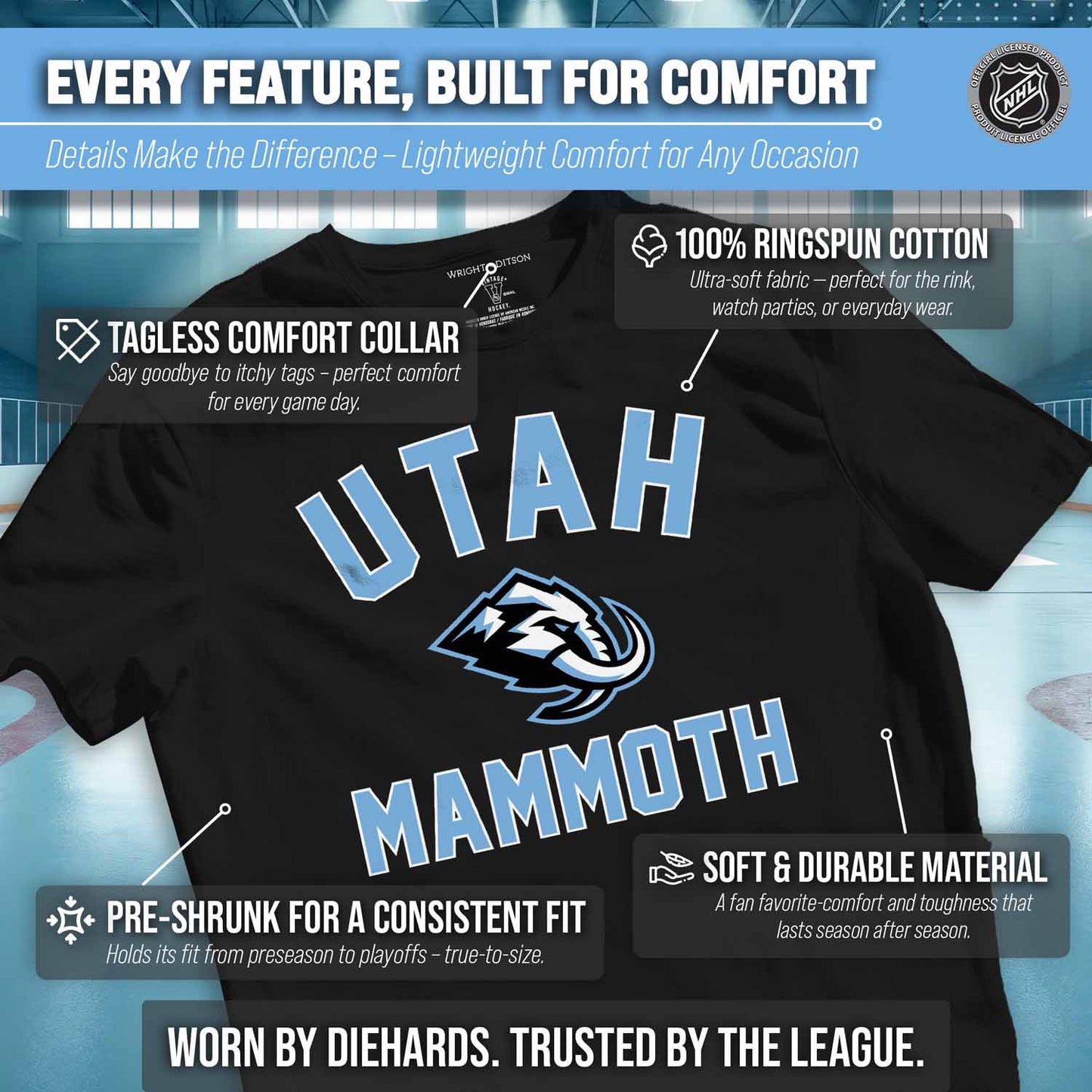 Utah Mammoth NHL Adult Game Day Unisex T-Shirt - Black