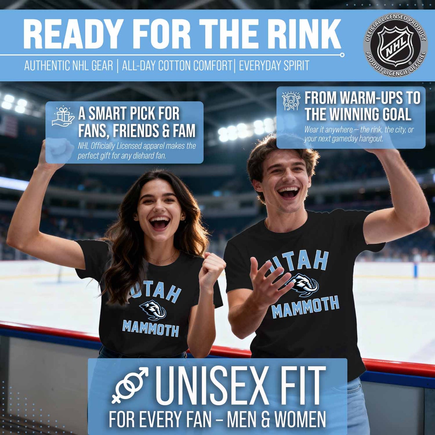 Utah Mammoth NHL Adult Game Day Unisex T-Shirt - Black