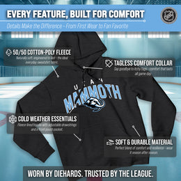 Utah Mammoth NHL Adult Unisex Powerplay Hooded Sweatshirt - Black Heather