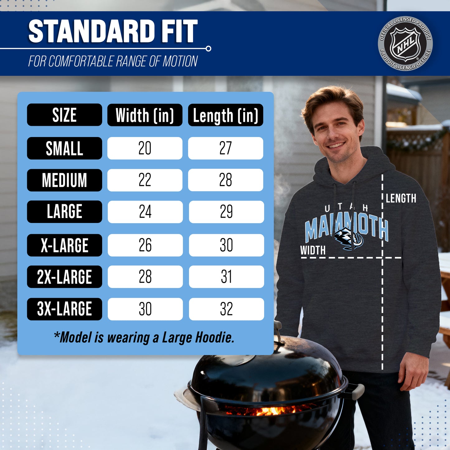 Utah Mammoth NHL Adult Unisex Powerplay Hooded Sweatshirt - Black Heather