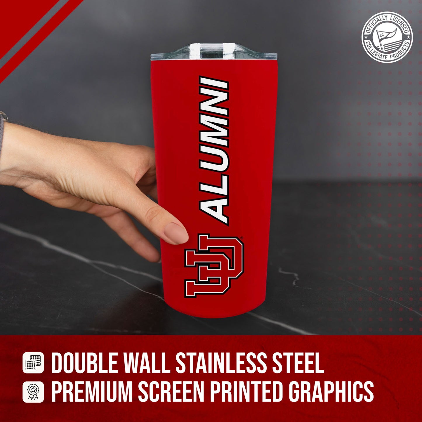 Utah Utes Collegiate Stainless Steel Travel Tumbler for Alumni - Red