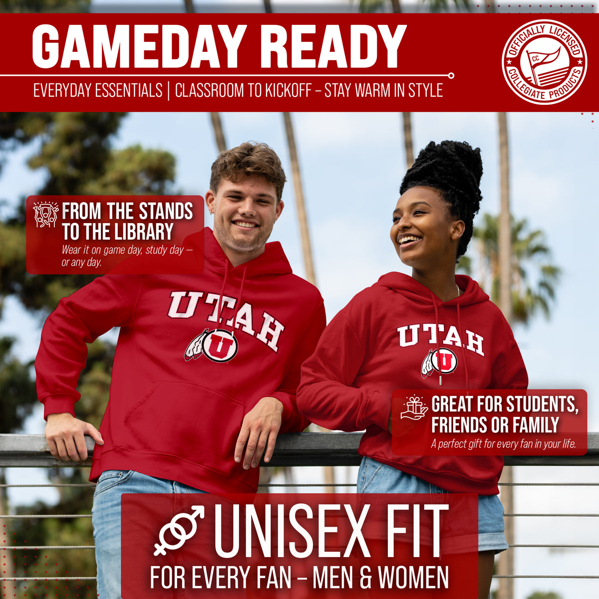 Utah Utes Arch & Logo Gameday Hoodie - Red