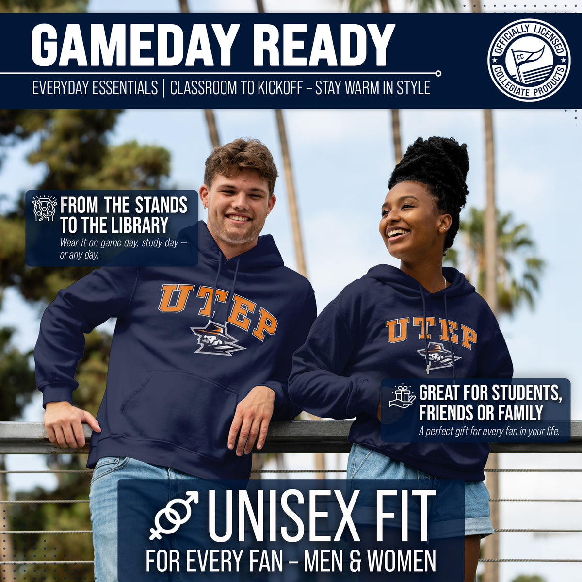 UTEP Miners Arch & Logo Gameday Hoodie - Navy