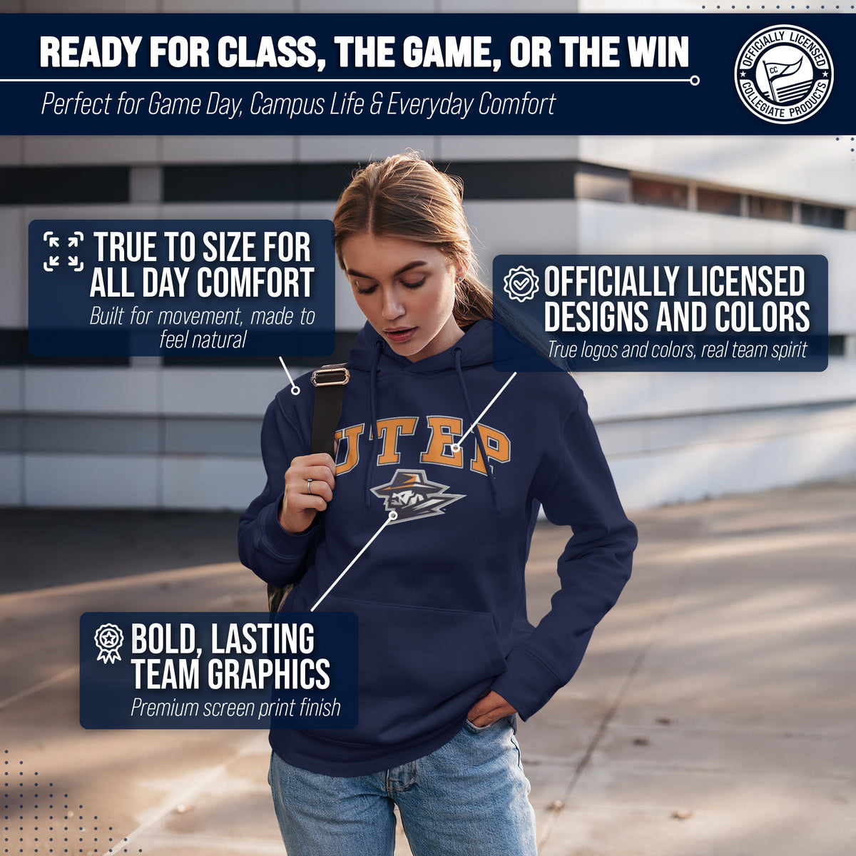 UTEP Miners Arch & Logo Gameday Hoodie - Navy
