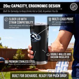 Utah Mammoth NHL Hockey 20oz Stainless Steel Vacuum Insulated Game Day Tumbler with Silicone Grip - Black