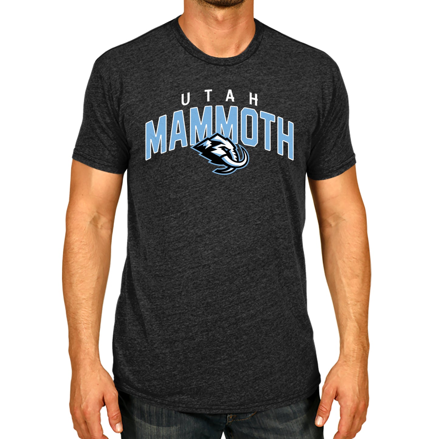 Utah Mammoth NHL Adult Powerplay Heathered Unisex T-Shirt - Black Heather