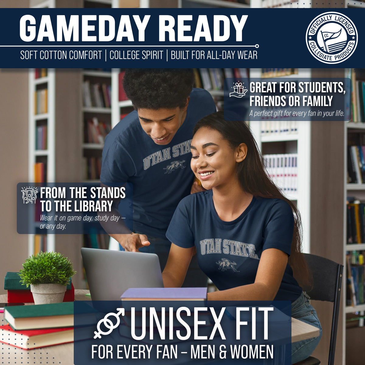 Utah State Aggies Gameday Cotton T-Shirt for Men and Women