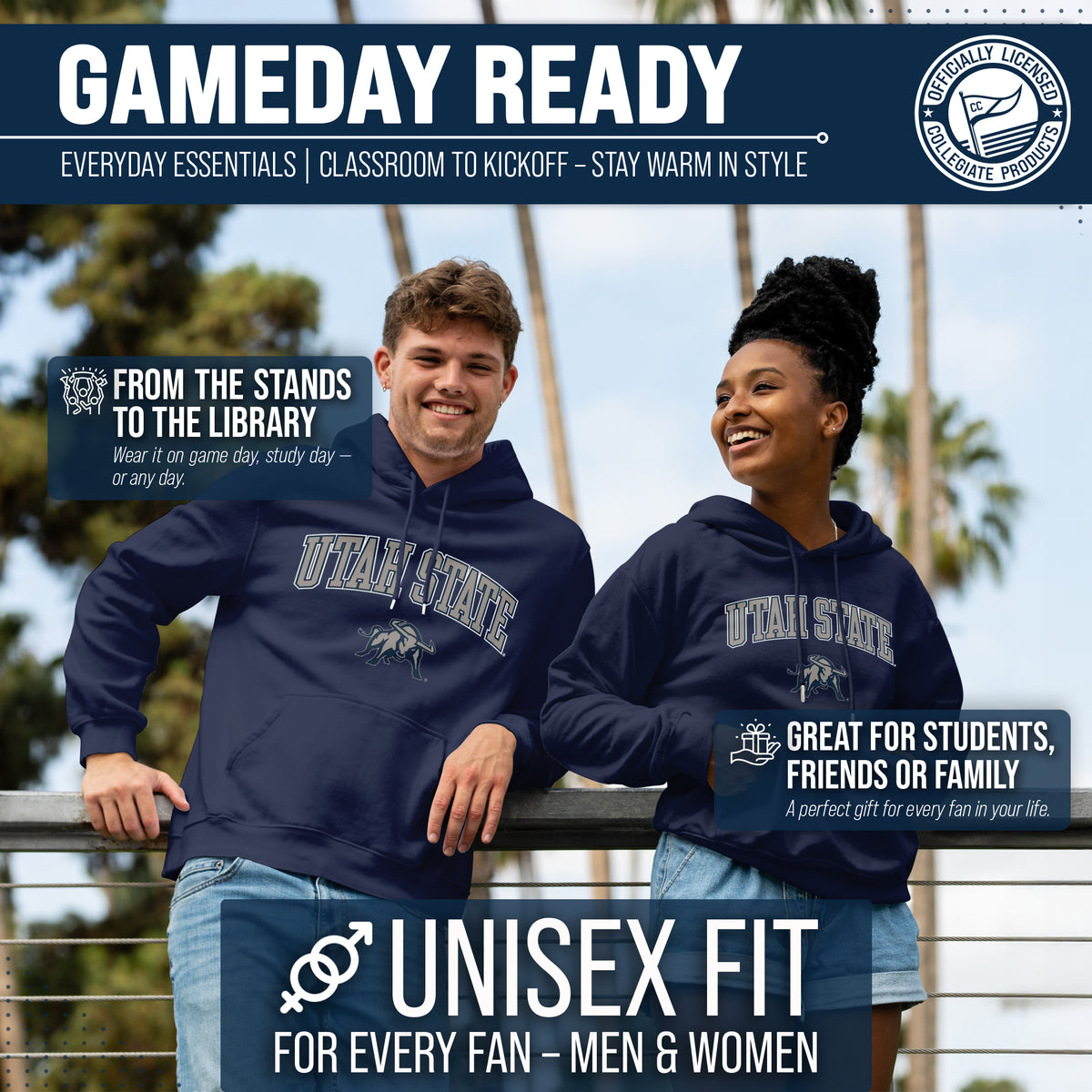 Utah State Aggies Arch & Logo Gameday Hoodie - Navy