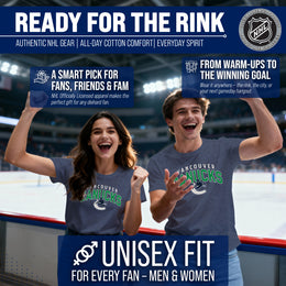 Vancouver Canucks NHL Adult Powerplay Heathered Unisex T-Shirt - Navy