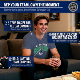 Vancouver Canucks NHL Adult Powerplay Heathered Unisex T-Shirt - Navy