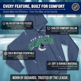 Vancouver Canucks NHL Adult Unisex Powerplay Hooded Sweatshirt - Navy