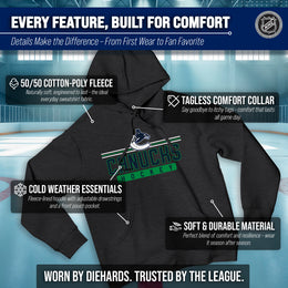Vancouver Canucks NHL Adult Heather Charcoal True Fan Hooded Sweatshirt Unisex - Charcoal