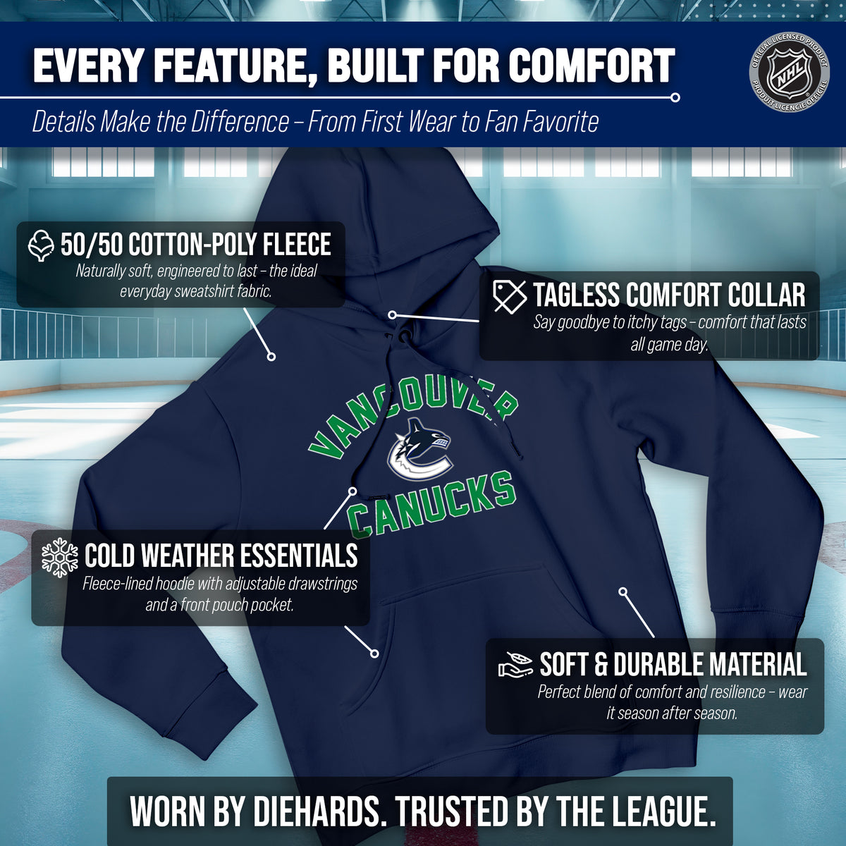 Vancouver Canucks Hoodie Pullover Sweatshirt - Navy
