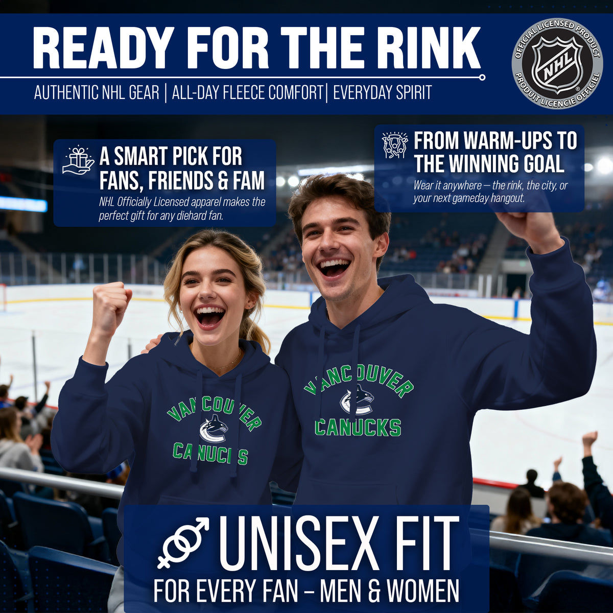 Vancouver Canucks Hoodie Pullover Sweatshirt - Navy