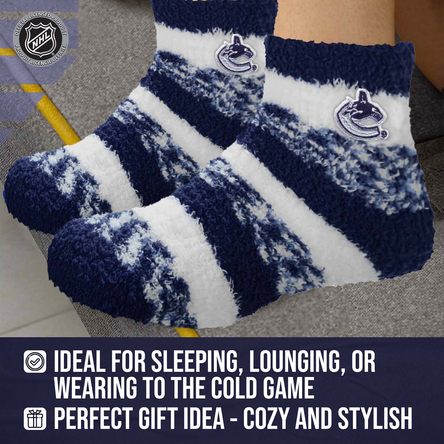 Vancouver Canucks NHL Unisex Cozy Sleep Socks - Navy