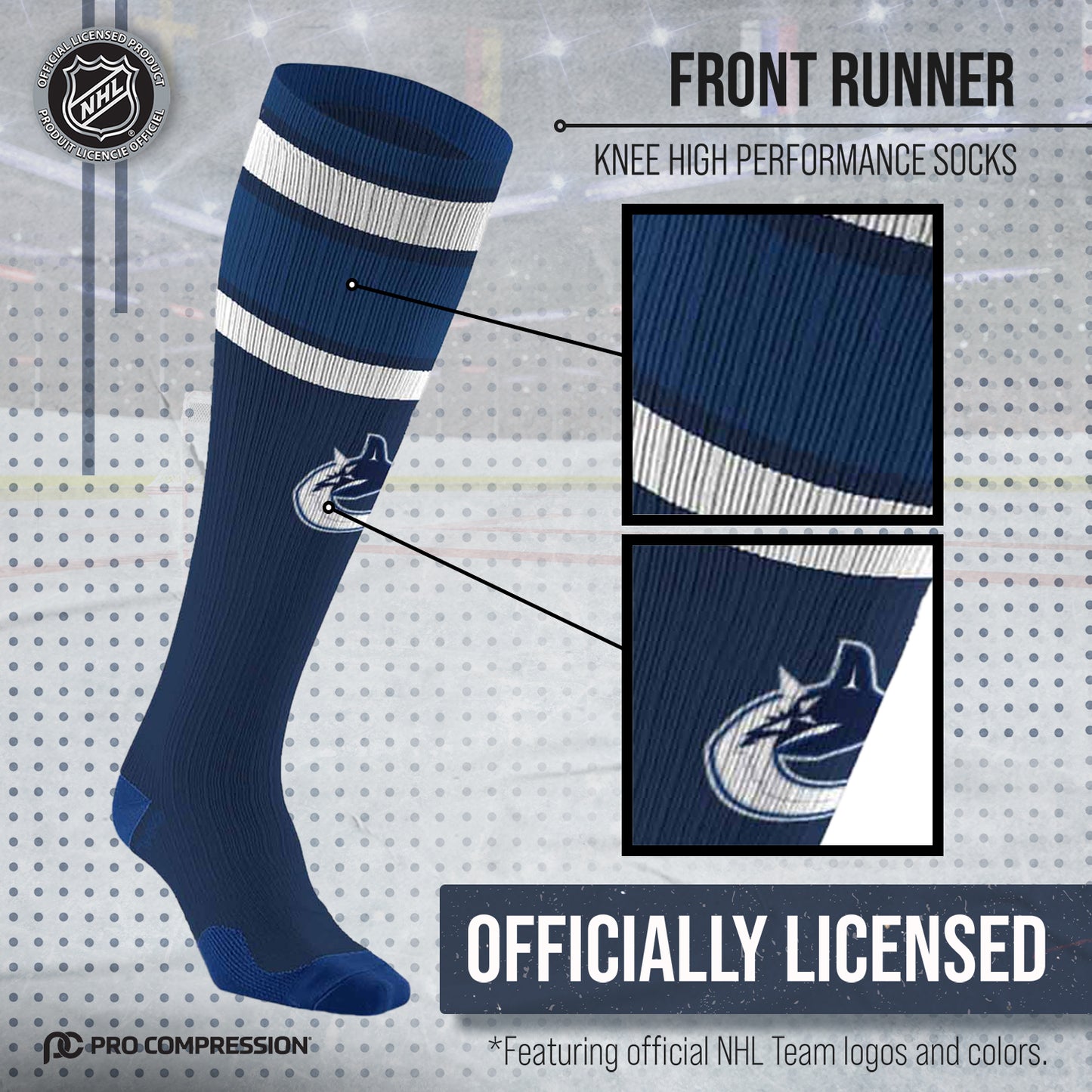 Vancouver Canucks NHL Adult Knee High-Performance Socks - Navy