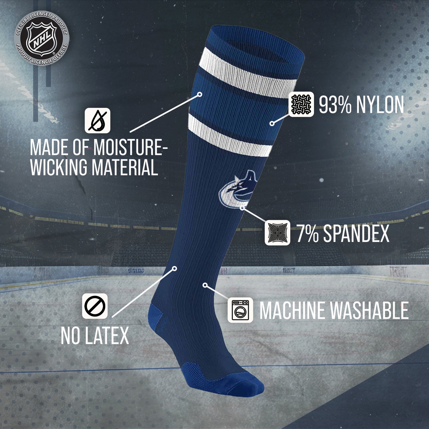Vancouver Canucks NHL Adult Knee High-Performance Socks - Navy