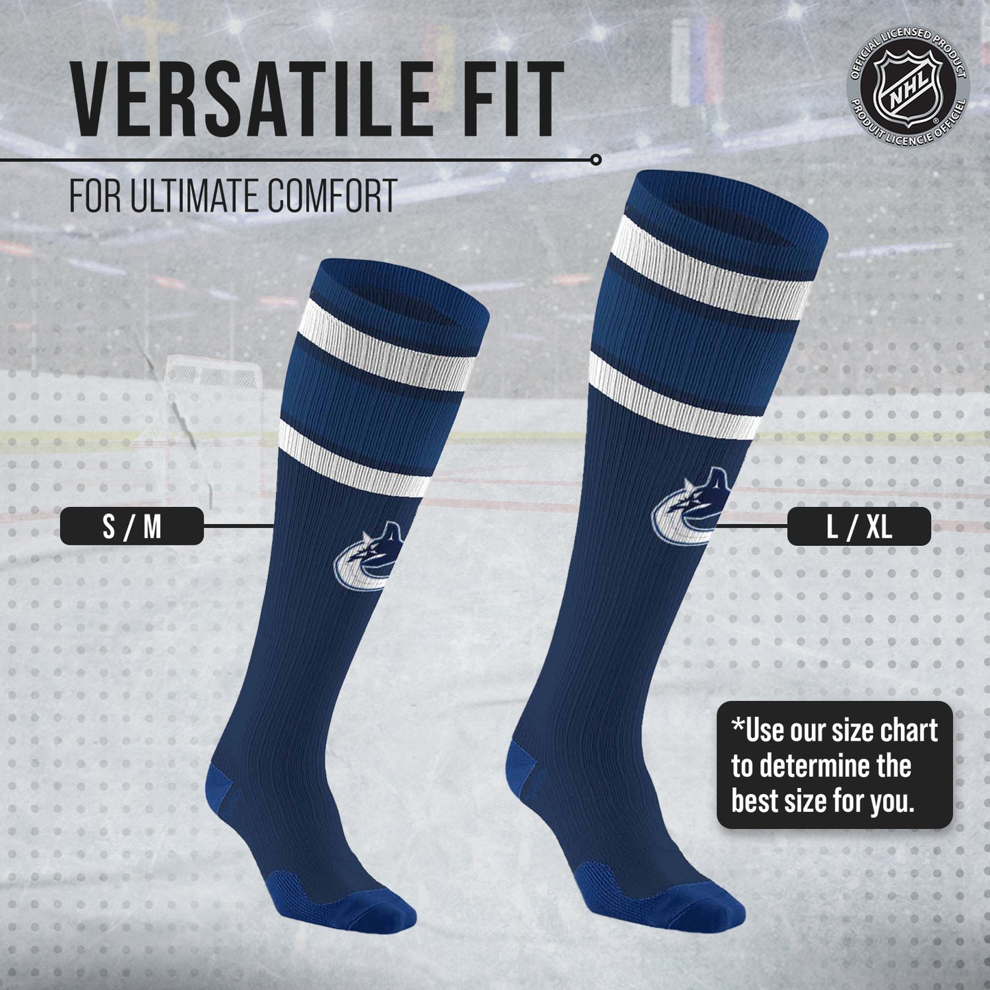 Vancouver Canucks NHL Adult Knee High-Performance Socks - Navy