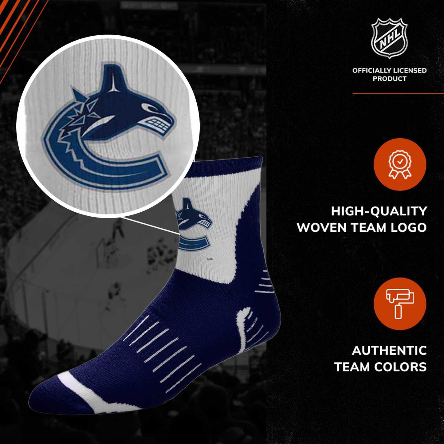 Vancouver Canucks NHL Youth Surge Socks - Navy