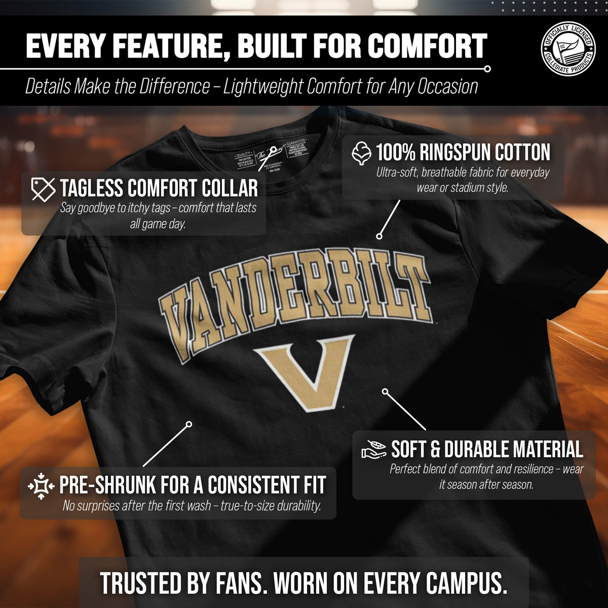 Vanderbilt Commodores Gameday Cotton T-Shirt for Men and Women