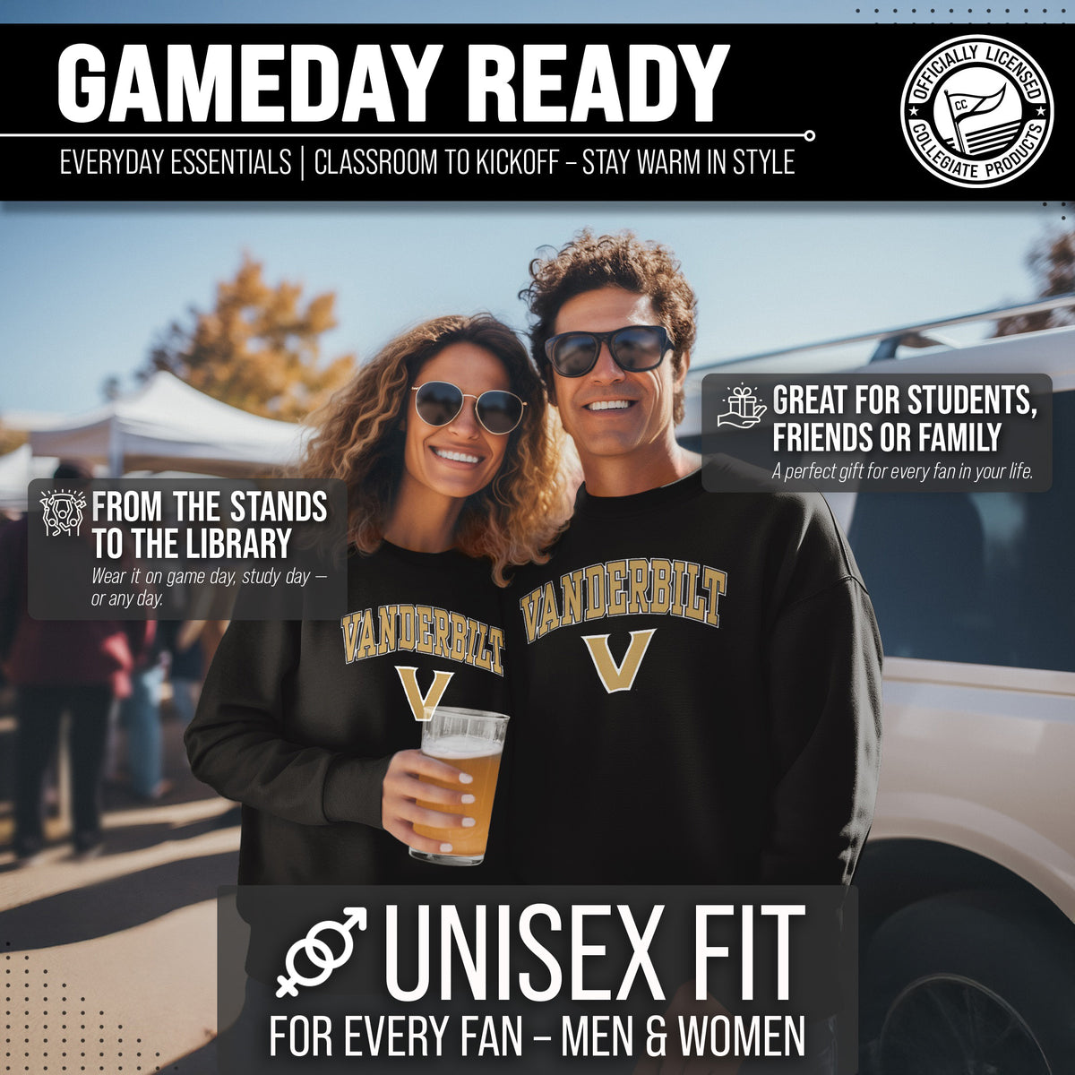 Vanderbilt Commodores Adult Arch & Logo Soft Style Gameday Crewneck Sweatshirt - Black