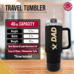 Vanderbilt Commodores Collegiate 40oz Stainless Steel Travel Tumbler with Handle for Dad - Black