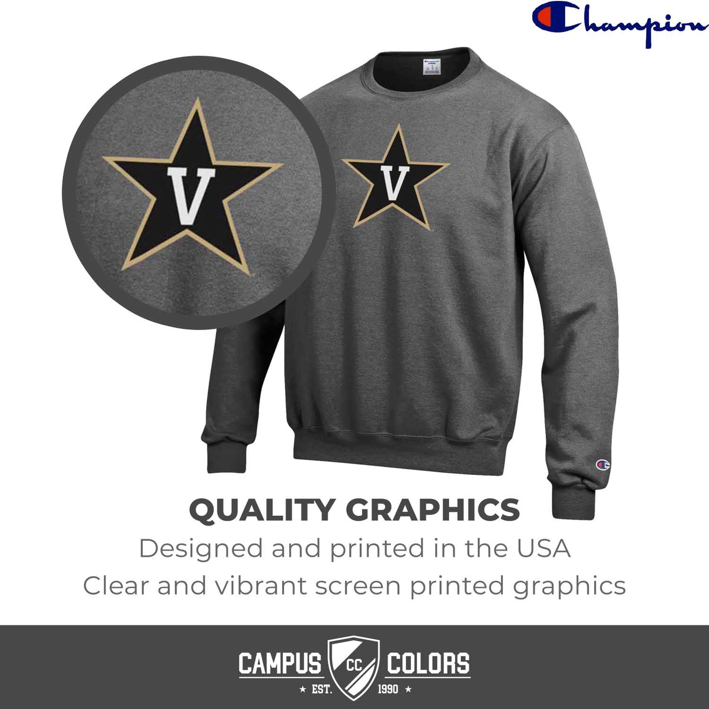 Vanderbilt Commodores Adult Mascot Fleece Crewneck - Charcoal