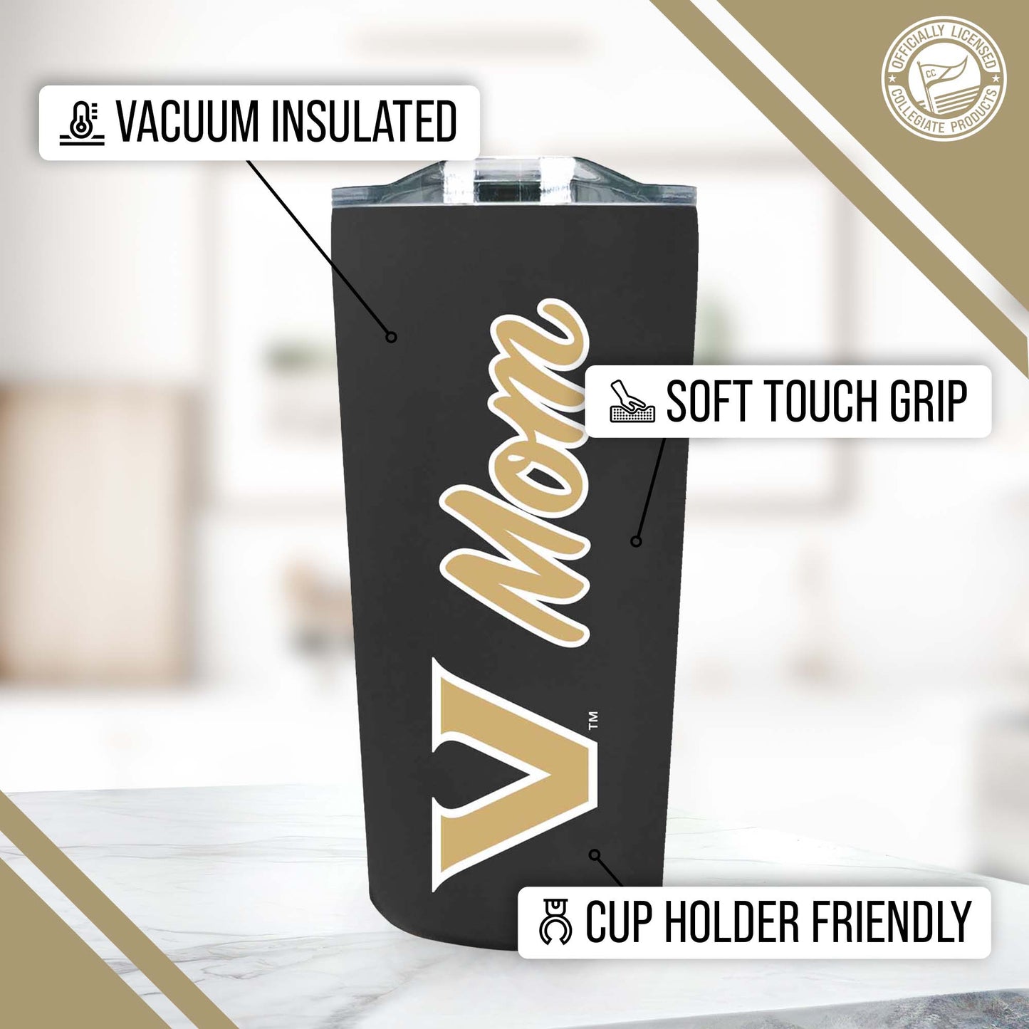 Vanderbilt Commodores NCAA Stainless Steel Travel Tumbler for Mom - Black