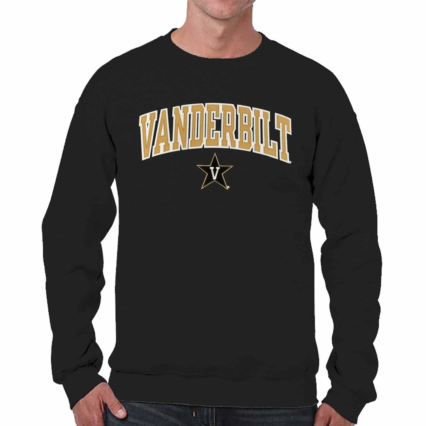Vanderbilt Commodores Adult Tackle Twill Crewneck - Black