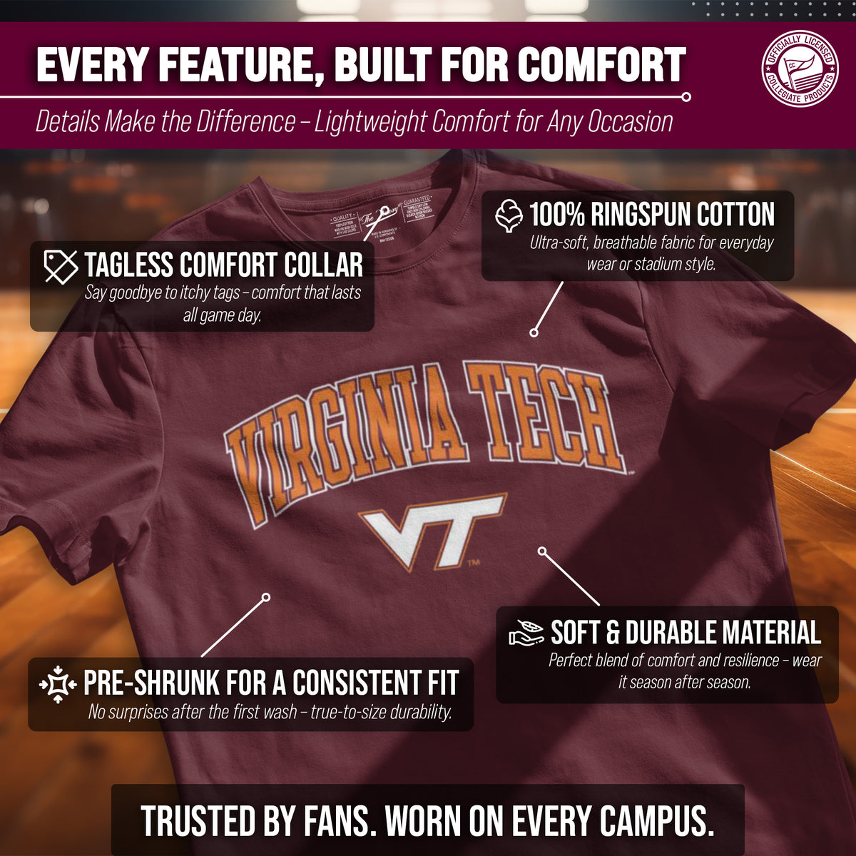 Virginia Tech Hokies Gameday Cotton T-Shirt for Men and Women