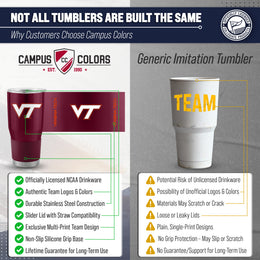 Virginia Tech Hokies NCAA University 30oz Stainless Steel Vacuum Insulated Game Day Tumbler with Silicone Grip - Maroon