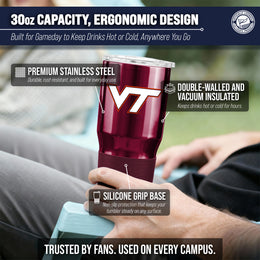 Virginia Tech Hokies NCAA University 30oz Stainless Steel Vacuum Insulated Game Day Tumbler with Silicone Grip - Maroon