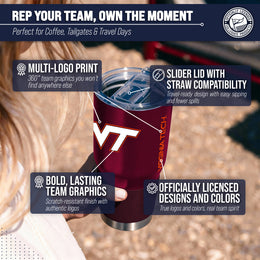 Virginia Tech Hokies NCAA University 30oz Stainless Steel Vacuum Insulated Game Day Tumbler with Silicone Grip - Maroon